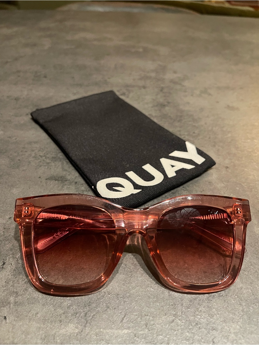 Quay Australia Rose Transparent Square Sunglasses